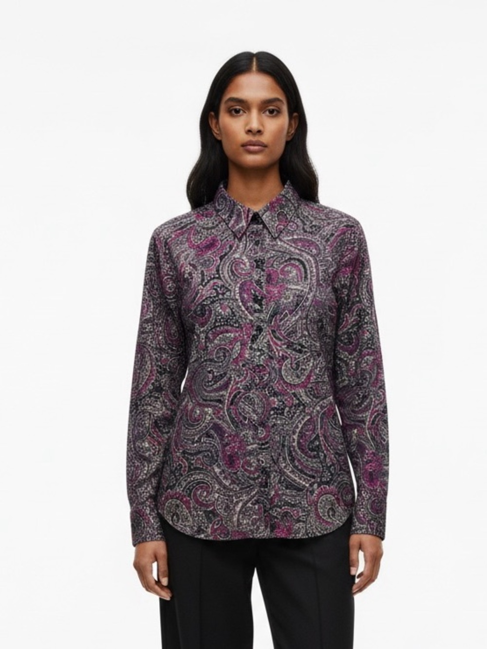 Chaps Paisley Button-Down Shirt in Purple and Black